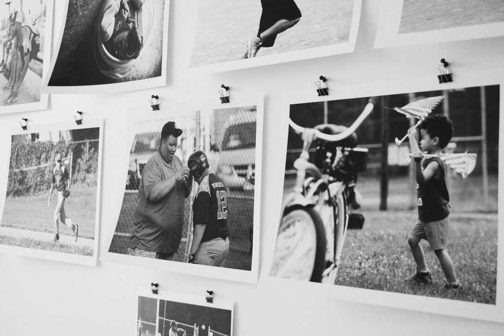 Black and white baseball photos.