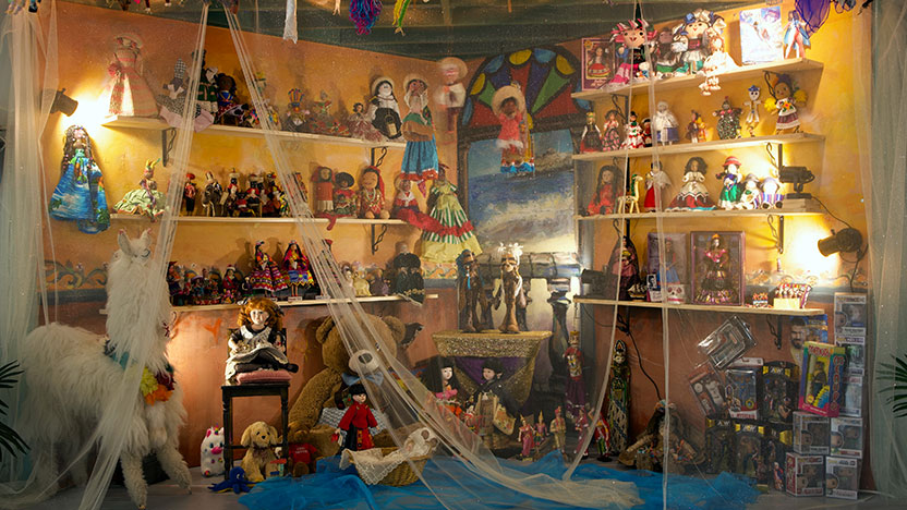 dolls from the collection on view at La Casita.